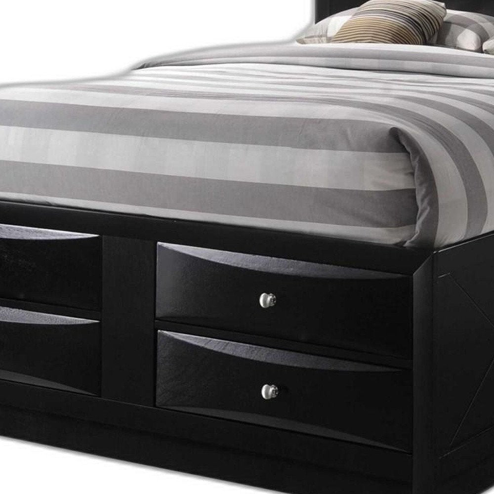Black Wood King Bed Frame With Drawers