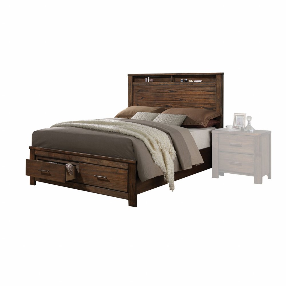 Brown Black and Beige Queen Bed Frame