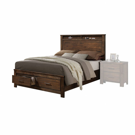 Brown Black and Beige Queen Bed Frame