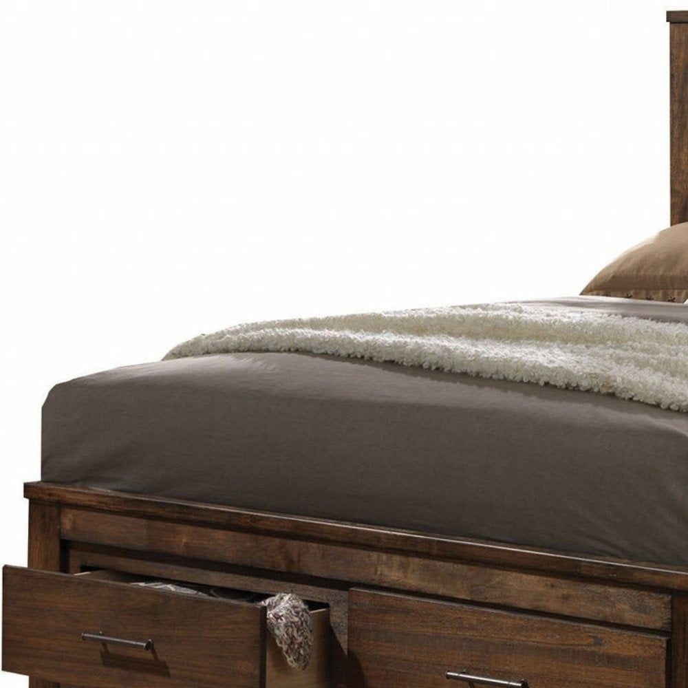 Brown Black and Beige Queen Bed Frame