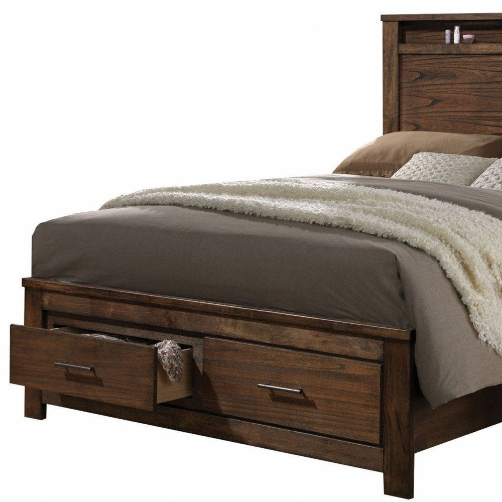 Brown Black and Beige Queen Bed Frame