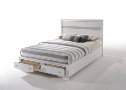 White and Gray Wood Queen With Two Drawers Bed Frame