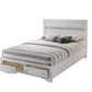 White and Gray Wood Queen With Two Drawers Bed Frame