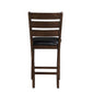 Set of Two 41" Black and Brown Faux Leather and Solid Wood Counter Height Bar Chairs