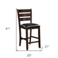 Set of Two 41" Black and Brown Faux Leather and Solid Wood Counter Height Bar Chairs