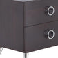 20" Silver And Espresso End Table With Two Drawers
