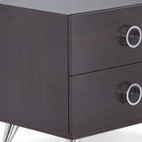 20" Silver And Espresso End Table With Two Drawers