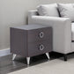20" Silver And Espresso End Table With Two Drawers