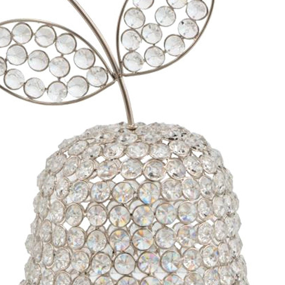 10" Silver and Faux Crystal Decorative Pear Tabletop Sculpture