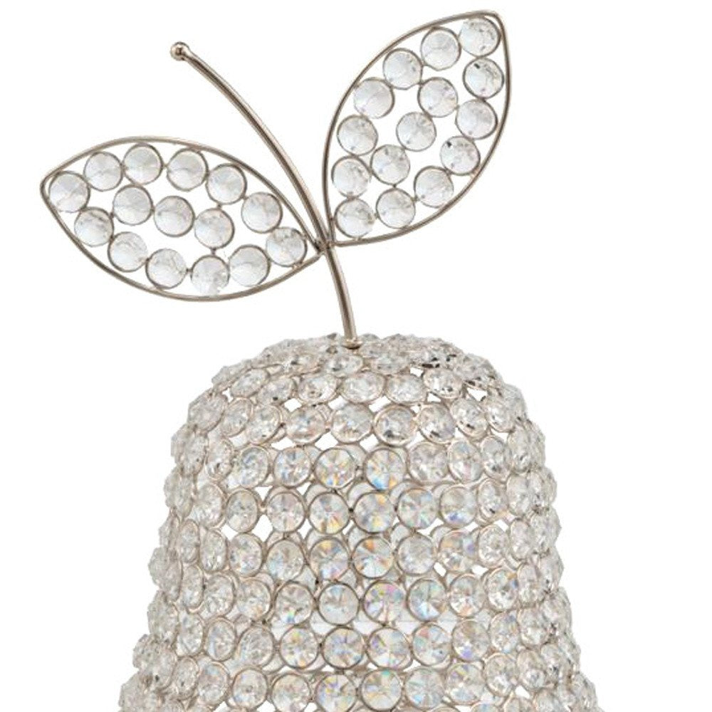 10" Silver and Faux Crystal Decorative Pear Tabletop Sculpture