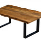 63" Brown And Black Solid Wood Sled Base Dining Table