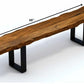 68" Brown and Black Live Edge Solid Wood Dining Bench