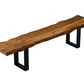 68" Brown and Black Live Edge Solid Wood Dining Bench