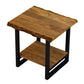 24" Brown And Black Solid Wood And Iron Square Frame End Table With Shelf