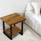 24" Brown And Black Solid Wood And Iron Square Frame End Table With Shelf