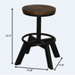 22" Brown and Black Solid Wood and Iron Backless Bar Chair