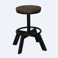 22" Brown and Black Solid Wood and Iron Backless Bar Chair