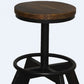 22" Brown and Black Solid Wood and Iron Backless Bar Chair