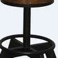 22" Brown and Black Solid Wood and Iron Backless Bar Chair