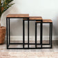 Set of Three 17" Black And Brown Solid Wood Nested Tables