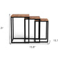 Set of Three 17" Black And Brown Solid Wood Nested Tables