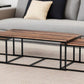 Set of Three 47" Natural And Black Solid Wood And Iron Coffee Table