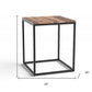 24" Black And Brown Solid Wood And Iron Square End Table