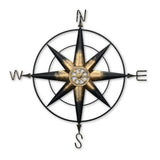 39" Black Rustic Compass Metal Wall Decor