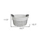 Set Of Three Black Oval Wire Baskets with White Fabric Liners and Handles
