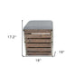 Set Of 2 Square Gray Linen Fabric And Wood Slats Storage Benches