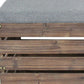 Set Of 2 Square Gray Linen Fabric And Wood Slats Storage Benches
