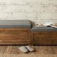 Set Of 2 Rectangular Gray Linen Fabric And Wood Storage Benches