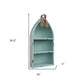 34" Aqua Blue Wood Canoe Hanging Shelf