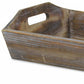 Dark Brown Finish Wood Serving Tray With Handles