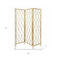 71" Gold Iron Folding Three Panel Screen Room Divider