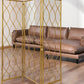 71" Gold Iron Folding Three Panel Screen Room Divider