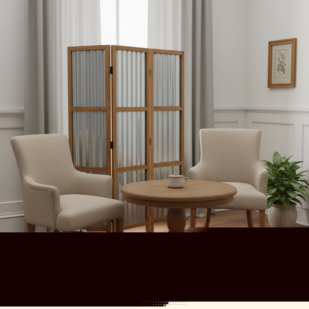 72" Brown Folding Three Panel Screen Room Divider