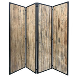 84" Brown Solid Wood Folding Four Panel Screen Room Divider