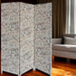 71" Beige and Black Fabric Folding Three Panel Screen Room Divider