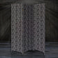 71" Black and White Fabric Folding Three Panel Screen Room Divider
