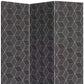 71" Black and White Fabric Folding Three Panel Screen Room Divider