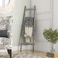59" Gray Five Step Rustic Weathered Grey Wood Ladder Shelf