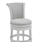 39" Light Gray and White Fabric Counter Height Swivel Bar Chair