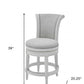 39" Light Gray and White Fabric Counter Height Swivel Bar Chair
