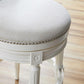 Light Gray and White Solid Wood Swivel Bar Chair