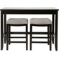 Set of Two 27" Light Gray and Dark Brown Solid Wood Backless Bar Chairs with Table
