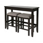 Set of Two 27" Light Gray and Dark Brown Solid Wood Backless Bar Chairs with Table