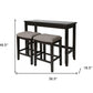 Set of Two 27" Light Gray and Dark Brown Solid Wood Backless Bar Chairs with Table