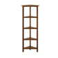 60" Walnut Solid Wood Four Tier Corner Bookcase