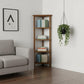 60" Walnut Solid Wood Four Tier Corner Bookcase